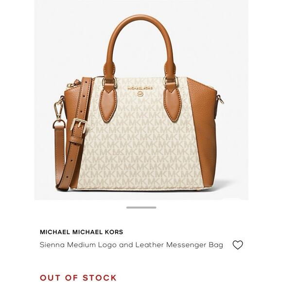 Micheal kors Handbags - Michael Kors Sienna Medium Logo Messenger Convertible Bag Off-White and Brown